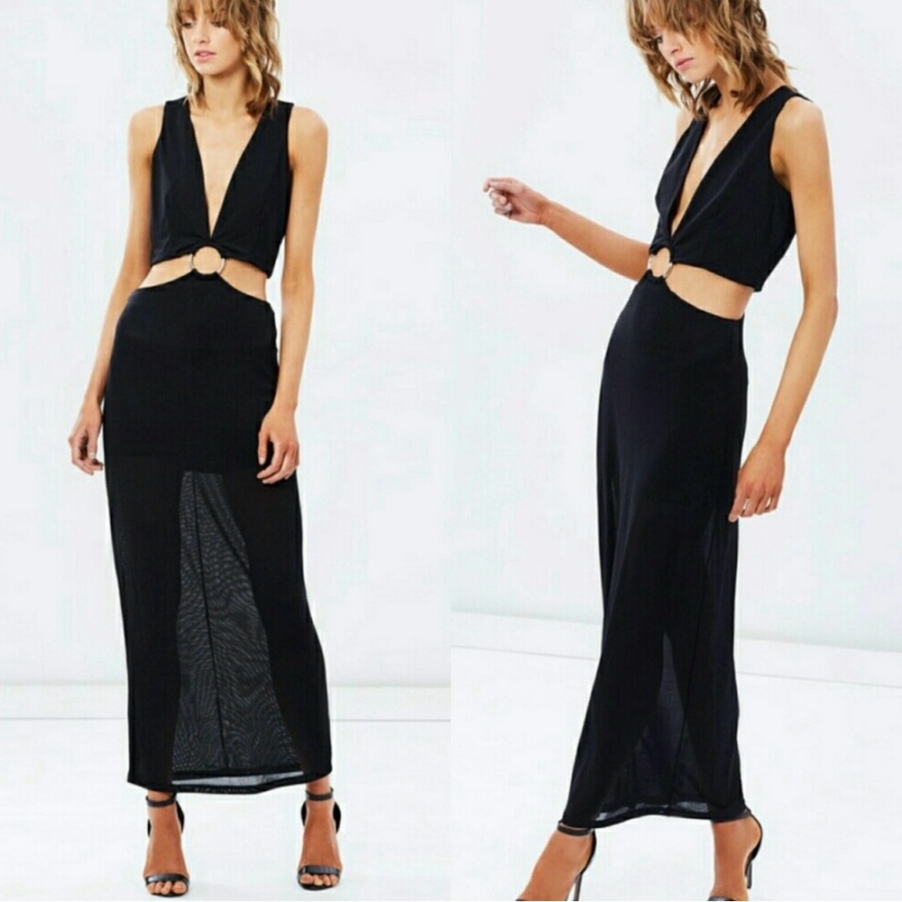 NWT Urban Outfitters Finders Keepers Maxwell‎ Plunging Cut Out Maxi Size Small